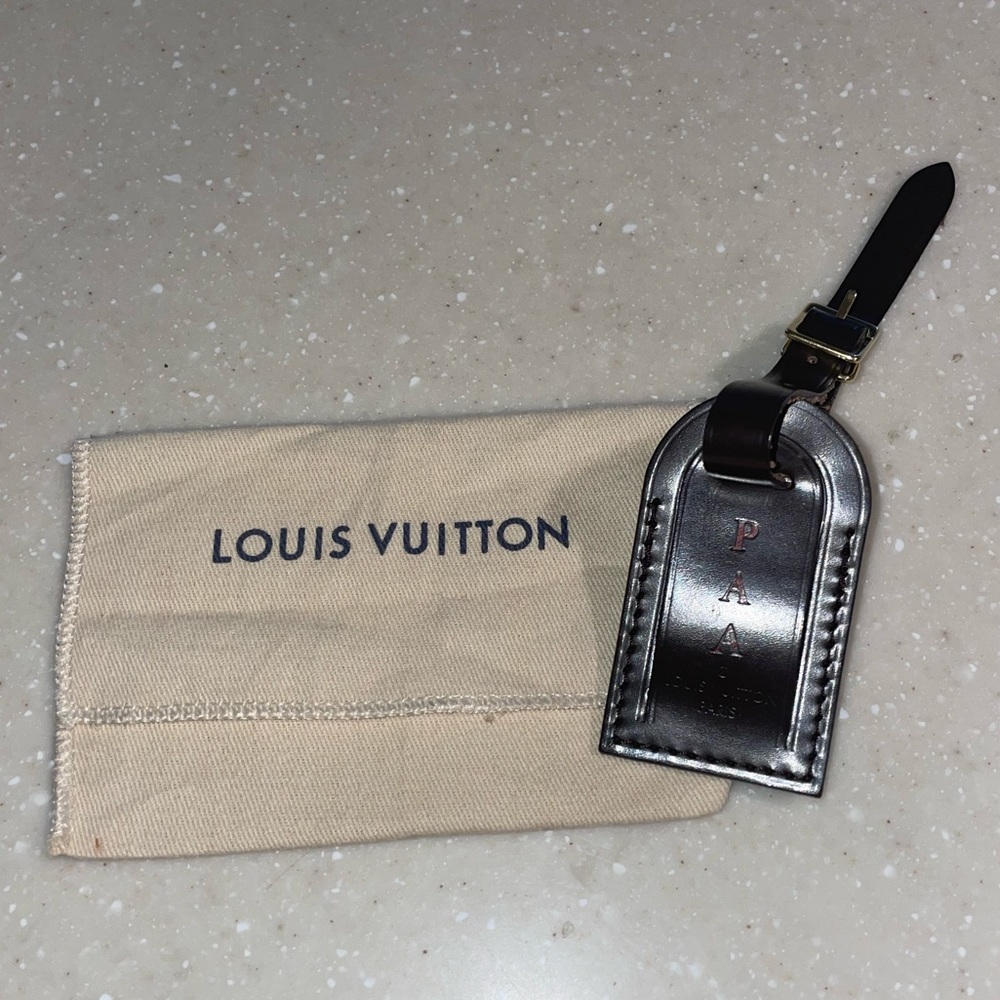 Louis Vuitton Hot Stamped Luggage Tag Ebene Authentic PAA initials